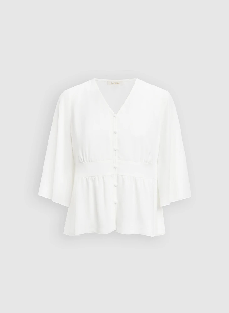 Blouse boutonnée à manches évasées