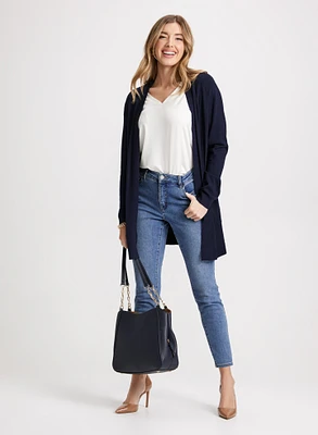 Mid-Length Cardigan & Slim Leg Jeans