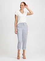 Cotton Drawstring Waist Cargo Capris