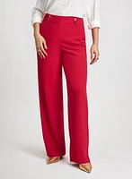 Button Detail Wide Leg Pants