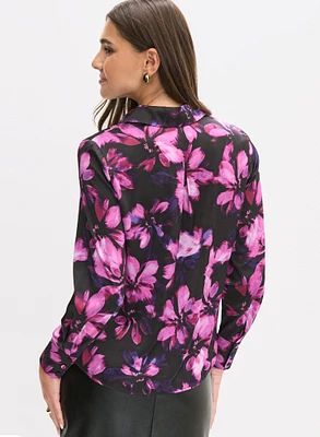 Floral Print Satin Blouse