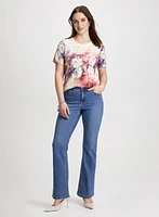 Floral Print Burnout Tee