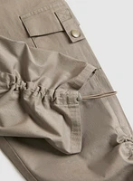 Cropped Drawstring Hem Cargo Pants