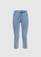 Stone Embellished Denim Capris