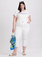 T-shirt à texte en mélange de coton