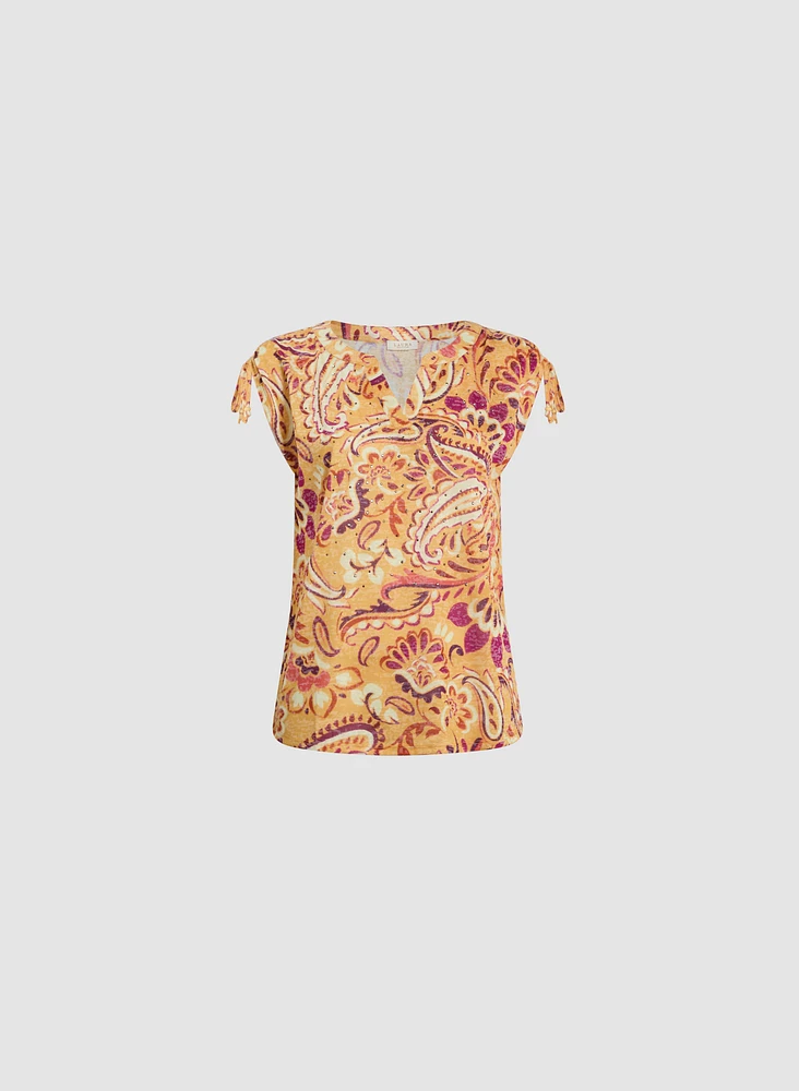 Heathered Paisley Print T-Shirt