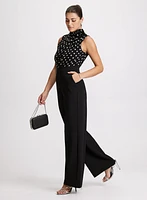 Polka Dot Rosette Detail Jumpsuit