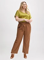 V-Neck Satin Blouse & Wide Leg Pants