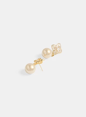 Cubic Zirconia Pearl Drop Earrings