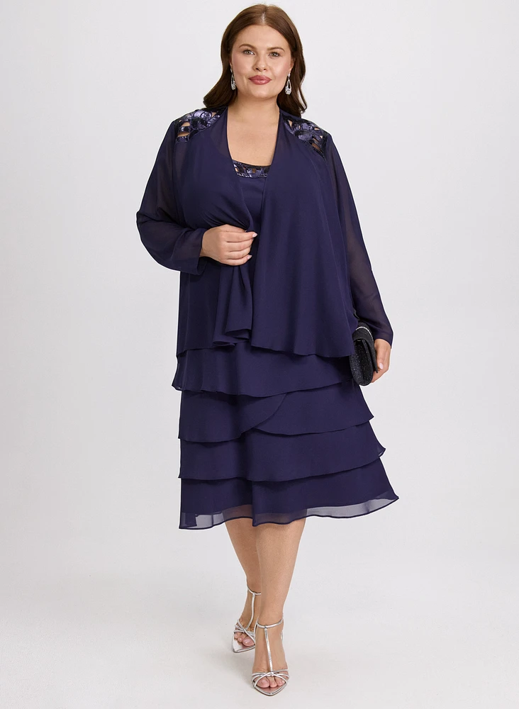 Ensemble à veste et robe en chiffon