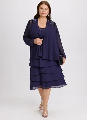 Ensemble à veste et robe en chiffon