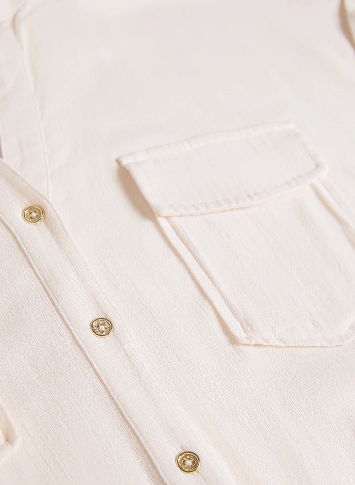Blouse boutonnée à ourlet nou