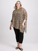 Asymmetric Animal Print Blouse