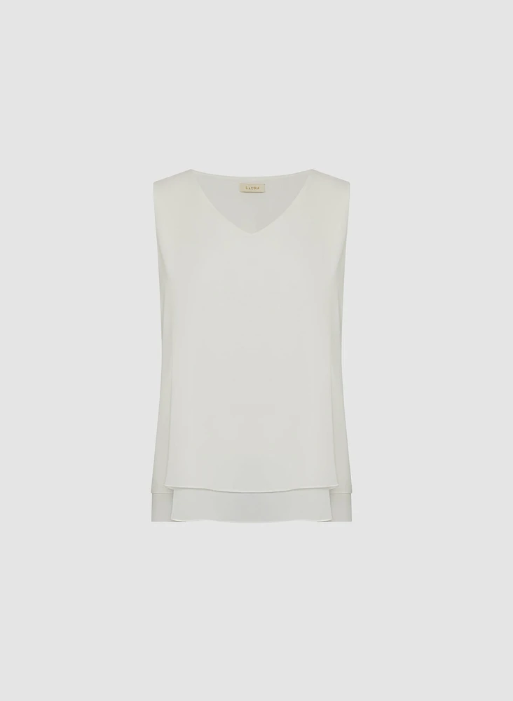 Sleeveless V-Neck Blouse