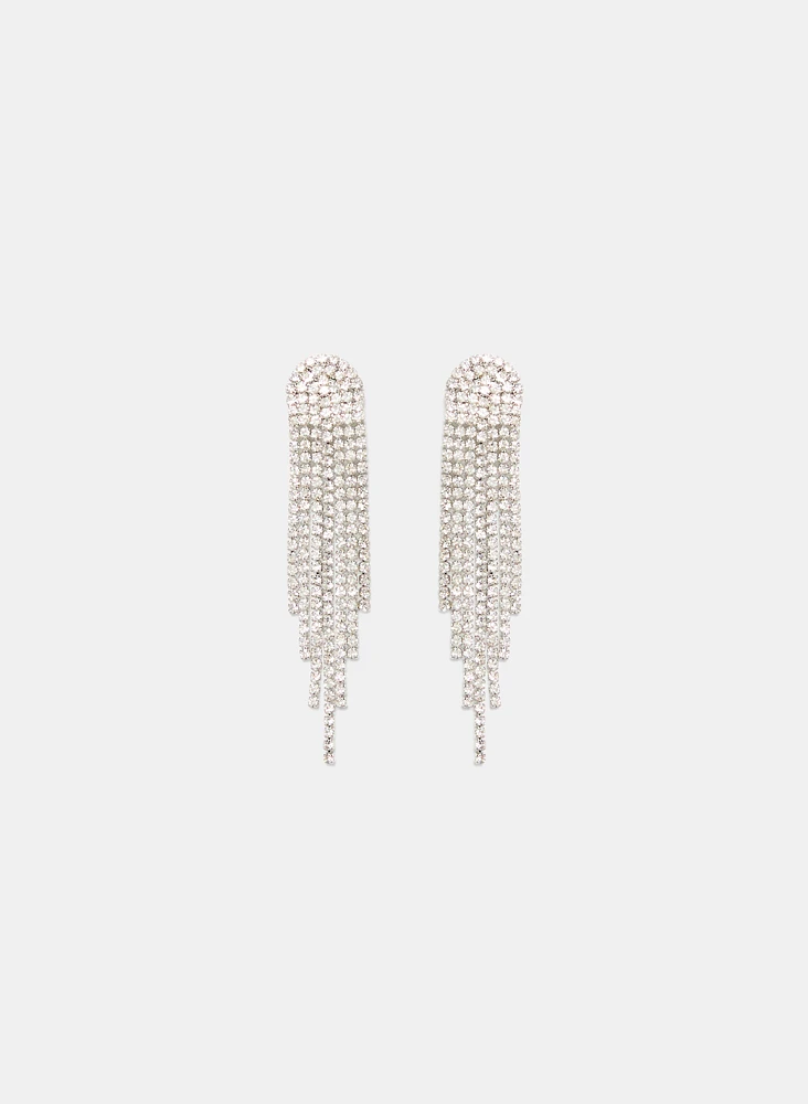 Crystal Half-Moon Cascade Earrings