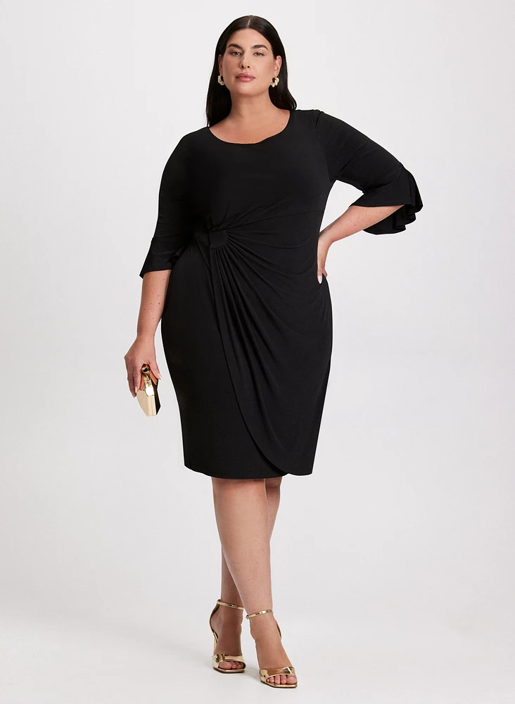 Flounce Sleeve Ruched Detail Dress