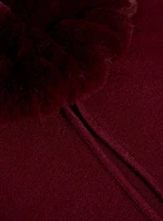 Poncho à encolure et poignets en fausse fourrure