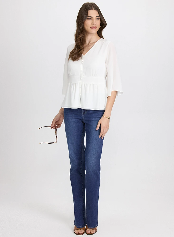 Blouse boutonnée à manches évasées