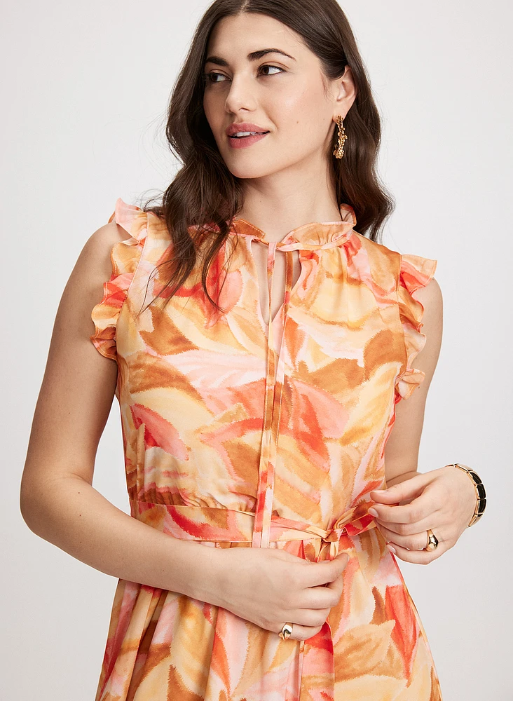 Abstract Pattern Chiffon Dress