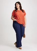 Tie-Front Eyelet Top