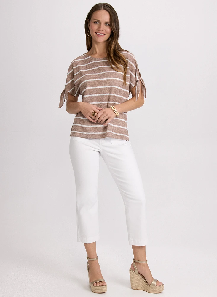 Striped Split-Sleeve Top