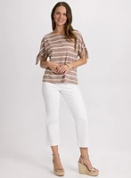 Striped Split-Sleeve Top