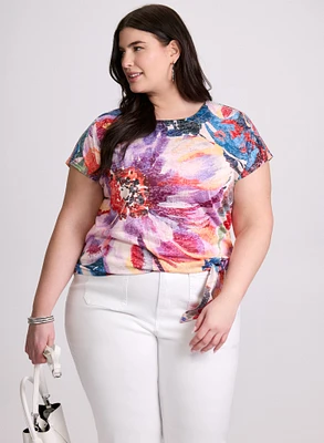 Floral Tied-Hem T-Shirt