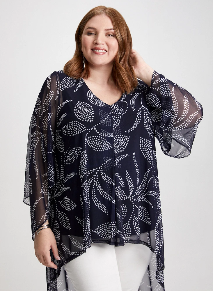 Leaf Print Asymmetric Tunic