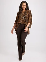 Leopard Print Blouse & Straight Leg Jeans