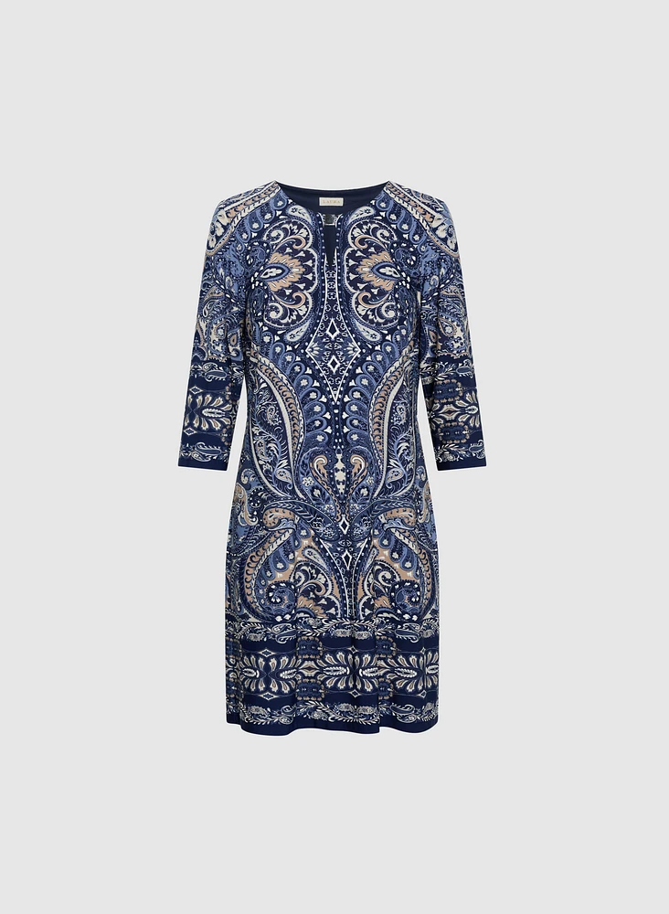 Paisley Print Keyhole Detail Dress