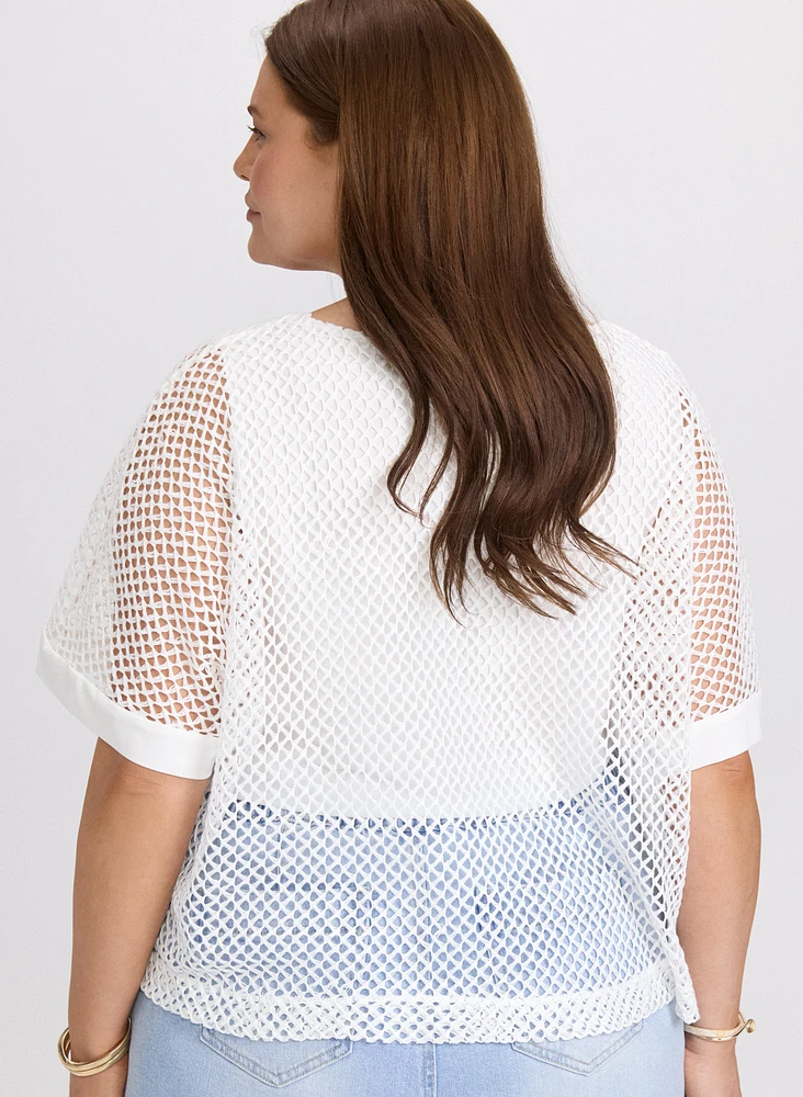 Haut en crochet à manches courtes