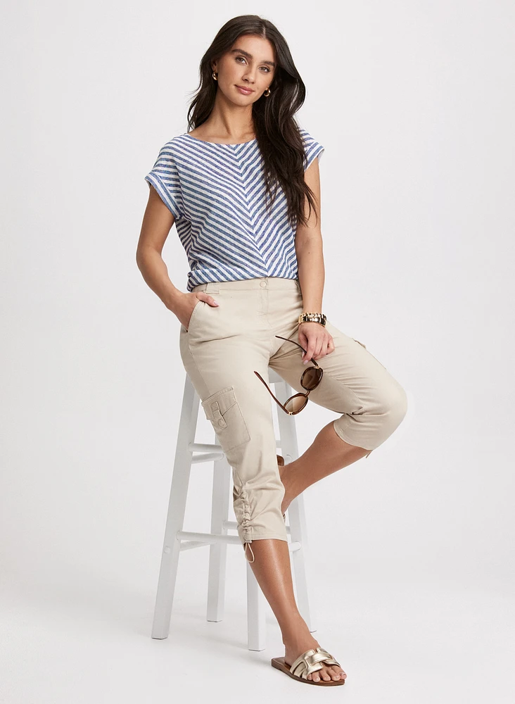 Striped Top & Drawstring Cargo Pants