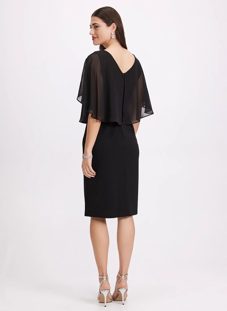 Sheer Capelet Overlay Dress