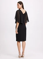 Sheer Capelet Overlay Dress