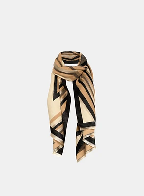 Diagonal Stripe Print Scarf