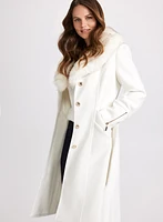 Manteau en mélange de laine à fausse fourrure
