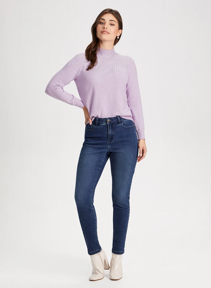 Pull en tricot à cristaux cascade