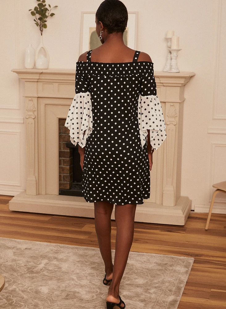 Polka Dot Off-The-Shoulder Dress