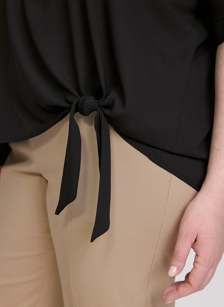 Blouse à ourlet noué en chiffon