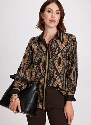 Blouse boutonnée à motif peau de serpent