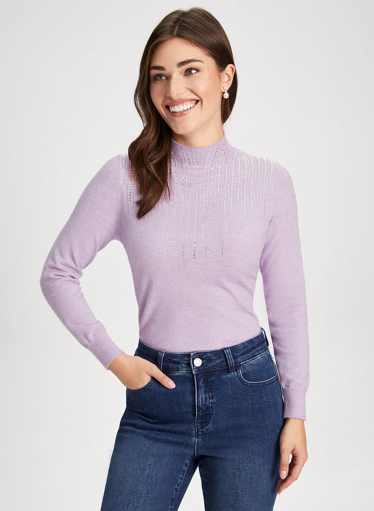 Pull en tricot à cristaux cascade