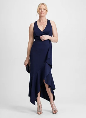 Ruffled Midi Evening Dress