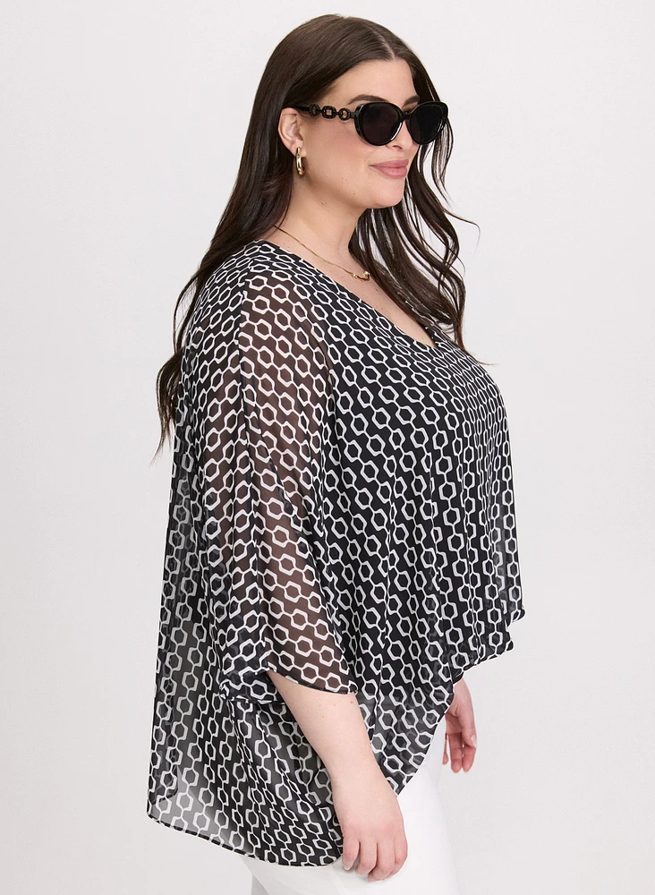 Geometric Chiffon Blouse