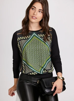 Geometric Print Long Sleeve Top