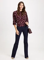 Polka Dot Elbow Sleeve Top & Flared Jeans