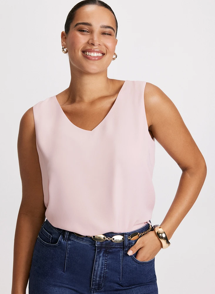 Sleeveless V-Neck Blouse