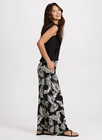 Palm Print Wide-Leg Pants