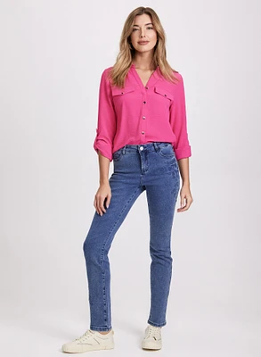 Floral Embroidered Straight-Leg Jeans