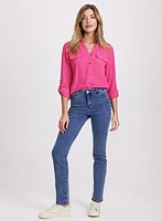 Floral Embroidered Straight-Leg Jeans