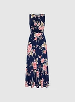 Robe florale à encolure bateau